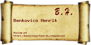 Benkovics Henrik névjegykártya